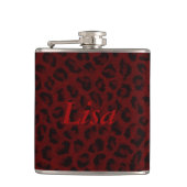 Personalisierter Roter Leopard-Skin Flachmann (Vorderseite)