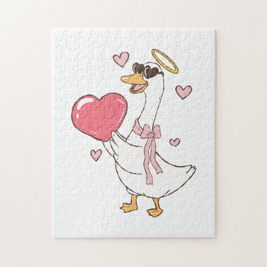 Personalisierter roter Liebes Valentinstag Puzzle (Vertikal)