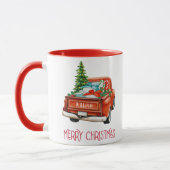 Personalisierter Roter Lieferwagen Vintager LKW Tasse (Links)