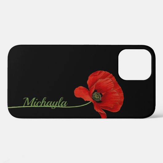 Personalisierter Roter Mohn auf schwarz Case-Mate iPhone Hülle (Rückseite (Horizontal))
