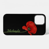 Personalisierter Roter Mohn auf schwarz iPhone Hülle (Rückseite (Horizontal))