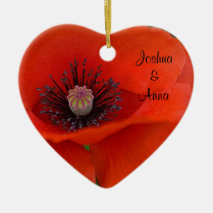 Personalisierter Roter Mohn Keramik Ornament