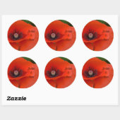 Personalisierter Roter Mohn Runder Aufkleber (Blatt)