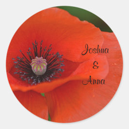 Personalisierter Roter Mohn Runder Aufkleber
