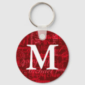 Personalisierter Roter Monogramm-Schlüsselanhänger Schlüsselanhänger (Vorderseite)