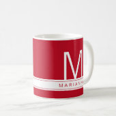 Personalisierter Roter Name Initial Moderne Monogr Kaffeetasse (VorderseiteRechts)