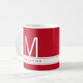 Personalisierter Roter Name Initial Moderne Monogr Kaffeetasse (Vorderseite Links)