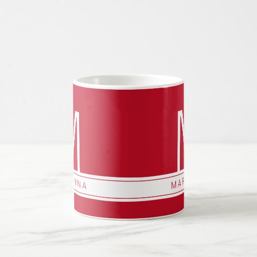 Personalisierter Roter Name Initial Moderne Monogr Kaffeetasse (Mittel)