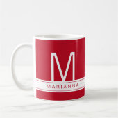 Personalisierter Roter Name Initial Moderne Monogr Kaffeetasse (Links)