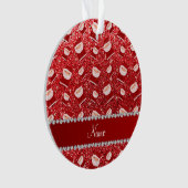 Personalisierter roter NamensGlitter Sankt Ornament (Vorderseite)