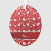 Personalisierter roter NamensGlitter Sankt Ornament (Vorderseite)