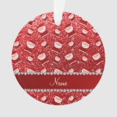 Personalisierter roter NamensGlitter Sankt Ornament (Vorderseite)