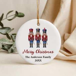 Personalisierter roter Nussknacker Weihnachten Keramik Ornament