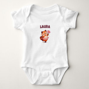Personalisierter Roter Panda mit Namen Baby Strampler