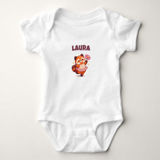 Personalisierter Roter Panda mit Namen Baby Strampler