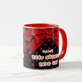 Personalisierter roter Punkte Motivations- Tasse (VorderseiteRechts)