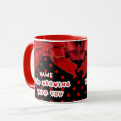 Personalisierter roter Punkte Motivations- Tasse (Vorderseite Links)