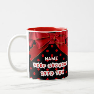 Personalisierter roter Punkte Motivations- Zweifarbige Tasse