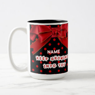 Personalisierter roter Punkte Motivationsbecher Zweifarbige Tasse