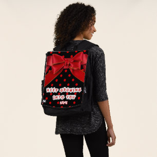 Personalisierter roter Schleife mit Punkten Rucksack