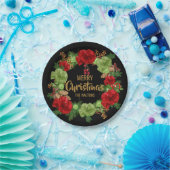 Personalisierter ROTER schwarzer Goldfrohe Pappteller (Party)