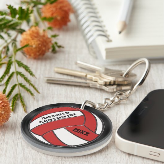 Personalisierter roter schwarzer, weißer schlüsselanhänger (Vorderseite rechts)