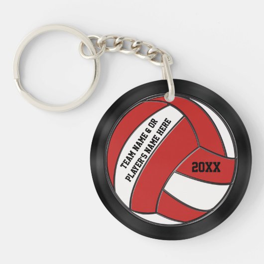 Personalisierter roter schwarzer, weißer schlüsselanhänger (Vorderseite)