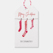 Personalisierter Roter Strumpf Strip Wasserfarbe M Geschenkanhänger (Vorderseite)