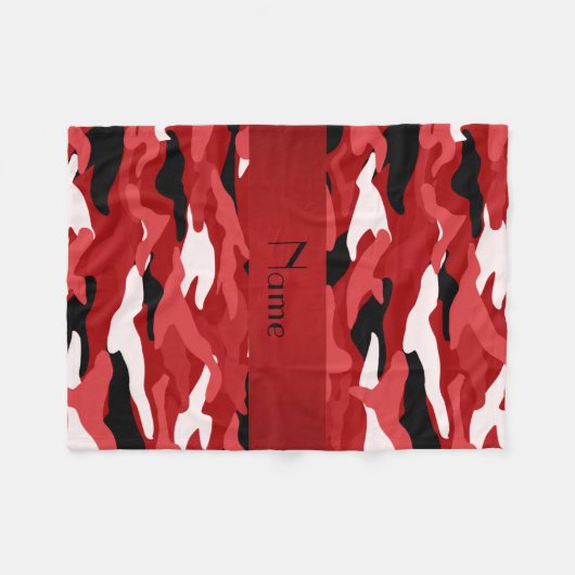 Personalisierter roter Tarnungsrotnamensstreifen Fleecedecke (Vorderseite (Horizontal))