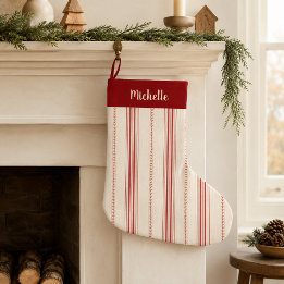Personalisierter roter Ticking-Streifen-Strumpf Großer Weihnachtsstrumpf