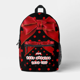 Personalisierter roter Tupfen-Schleifen-Spiral  Bedruckter Rucksack