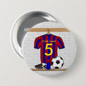 Personalisierter roter und blauer Fußball-Fußball Button (Vorne & Hinten)