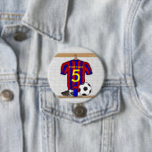 Personalisierter roter und blauer Fußball-Fußball Button (Beispiel)