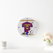 Personalisierter roter und blauer Fußball-Fußball Runde Wanduhr (Zuhause)