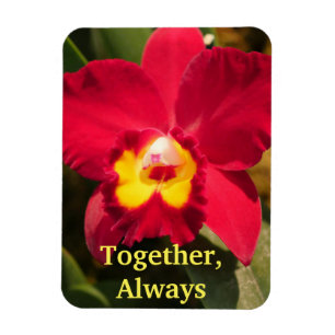 Personalisierter roter und gelber Orchideen-Weichm Magnet