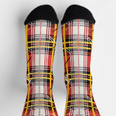 Personalisierter Roter und Gelber Tartan Karierte  Socken (Oben)