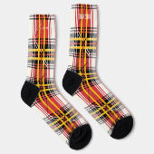 Personalisierter Roter und Gelber Tartan Karierte  Socken (Rechts)