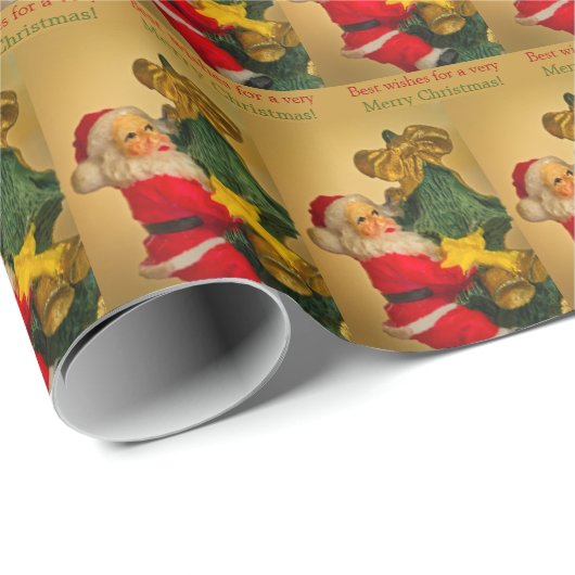 Personalisierter Roter und Grüner Weihnachtsmann a Geschenkpapier (Rolleneckpunkt)