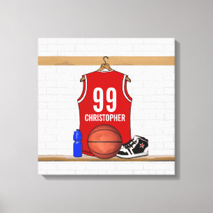 Personalisierter roter und weißer Basketball Leinwanddruck