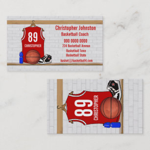 Personalisierter roter und weißer Basketball Visitenkarte
