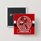 Personalisierter roter und weißer button (Vorne & Hinten)