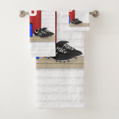 Personalisierter roter und weißer Fußball-Fußball Badhandtuch Set (Insitu)