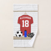 Personalisierter roter und weißer Fußball-Fußball Badhandtuch Set (Handtuch)