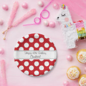 Personalisierter roter und weißer pappteller (Party)