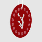 Personalisierter roter und weißer Schneeflocke Ornament (Vorderseite)