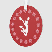 Personalisierter roter und weißer Schneeflocke Ornament (Vorderseite)