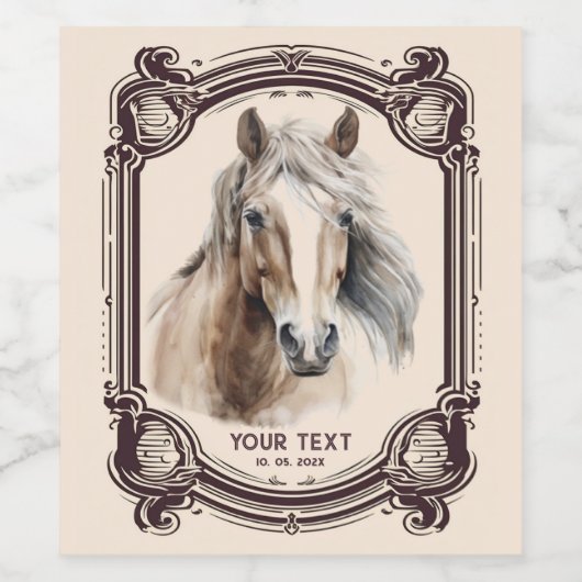 Personalisierter Roter Wein mit Pferd auf Etikett (Einzelnes Label)