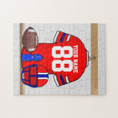 Personalisierter roter weißer blauer Fußball Puzzle (Horizontal)