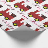 Personalisierter roter Zug-Geburtstag Geschenkpapier (Ecke)