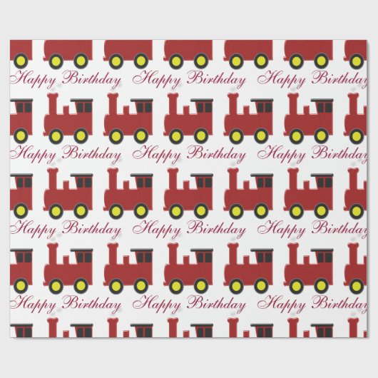 Personalisierter roter Zug-Geburtstag Geschenkpapier (Flach)